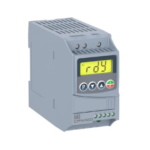 A grey electronic device with a yellow display Description automatically generated