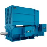 A large blue machine with a round shaft Description automatically generated