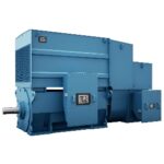 A large blue machine with a white background Description automatically generated